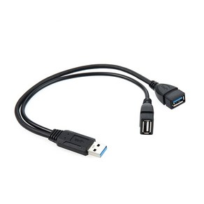 USB3.0 외장하드 전원공급용 Y자 암암 케이블 전력공급 프린터 복합기 장거리 케이블 추가전력 전원전용 별도단자 30cm