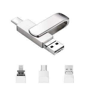 Kcwen 핸드폰 외장메모리 OTG 아이폰 USB 메모리 3in1, 64GB