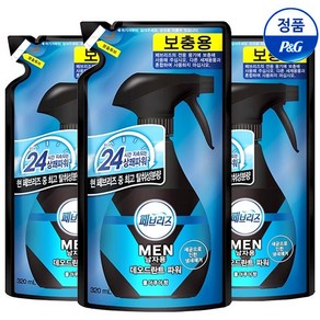 페브리즈맨 데오드란트 리필320ml섬유탈취체 AQUA, 3개, 320ml