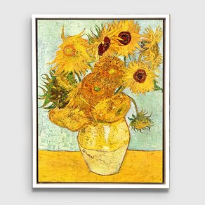 해바라기 돈 들어오는 그림 반아트 리얼 붓터칭 [캔버스 관 엔틱 액자] 빈센트 반 고흐 해바라기 그림 인테리어 소품 금전운 그림, 관액자 화이트