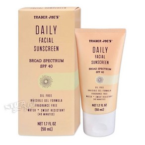 보습관리 트레이더조 데일리 페이셜 선스크린 선크림 SPF40 50ml TRADER JOE`S DAILY FACIAL SUNSCREEN(4862470), 1개