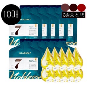 헤드스파7 노블레스 헤어컬러 염색약 10매 (1제 30g+2제 30g) + 리페어 앰플 10매 + 인별프리 물티슈, 밀크 브라운 10매 + 앰플 10매 + 인별프리 물티슈, 1개