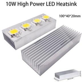 냉각핀 알루미늄 합금 방열판 냉각 패드 고출력 LED IC 칩 쿨러 라디에이터 COB 조명용 100x40x20mm, 한개옵션0