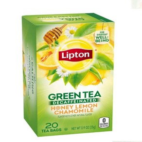 20 Count (Pack of 1) Lipton Geen Tea Decaffeinated Honey Lemon 20개입(1팩) 립톤 녹차 무카페인 허니 레몬 20개, 20개입, 1개