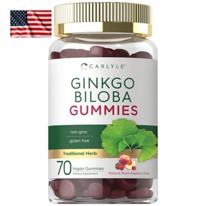 Calyle Ginkgo Biloba 300mg 70구미 칼라일 징코빌로바 과일맛 젤리 고함량 진코빌로바 씹어먹는 츄어블, 1개, 70정