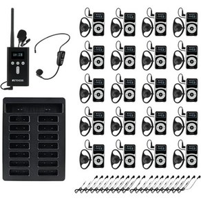 레테케스 T130P 무선 투어 가이드 시스템 마이크 3세대 T130 소음 감소 160m525피트 그룹용 워킹 헤드셋송신기 20개 수신기 1대, 레테케스 T130P 무선 투어 가이드 시스템 마이크 3