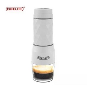 Cafelffe 휴대용 커피 머신 에스프레소 메이커 온수 및 냉수 캡슐 그라운드 핸드 프레스 브루어 가정 여행용 3 in, White, 1) White