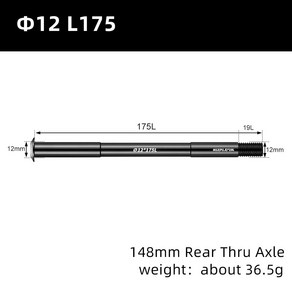 MOTSUV 자전거 스루 액슬 프론트 포크 샤프트 꼬치 12x10 0/110 리어 허브 12x14 2/148 M12xP1.0/1.25/1.5/1.75 퀵릴리즈 로드, 12 L175, 1개
