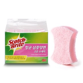 3M 스카치브라이트 향균 삼중양면 고운 수세미 랜덤발송, 1개, 5개