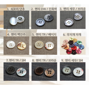 단추닷컴 자개단추B 9mm 15mm 20mm, 4.헨리 백진주, 아이보리 (1Colo), 20, 20개