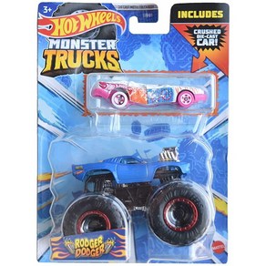 Hot Wheels Monste Tucks Rodge 다저 크러시드 서든 스톱 포함 핫템 잇템, 1개