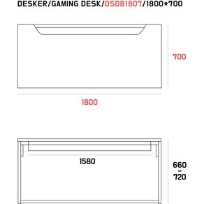 카이젠스 데스커 ﻿DSDB1807 게이밍 책상(COMPUTER DESK) 1800*700 맞춤제작 가죽매트 DSK(C)-26, 클래식블랙