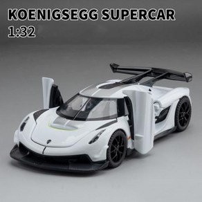 다이캐스트 132 KOENIGSEGG JESKO 시뮬레이션 합금 경주차 모델 및 장난감 차량 자동차 장식 선물, 1) WHITE, 1개