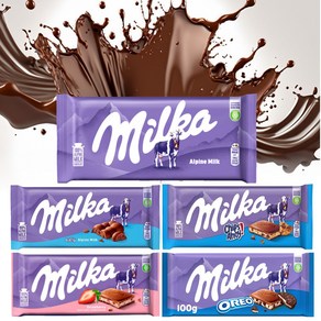 밀카 100％ 알프스 우유 초콜릿 milka 5종 100g x 4개 교차가능, 오레오2개+스트로베리2개