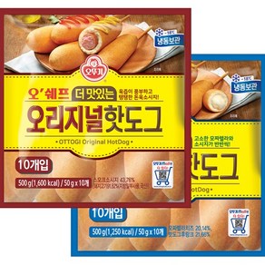 [오뚜기] 오쉐프 더 맛있는 핫도그 (모짜/오리지널) 2종 각 1봉씩 (낱개20개), 없음