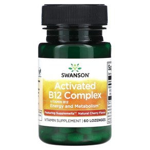 Swanson 스완슨 Activated B12 Complex Natual Chey 60 Lozenges, 1개, 60정