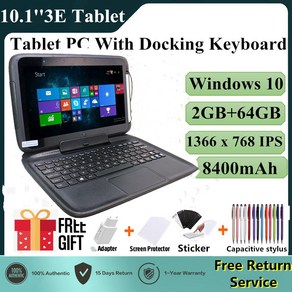 2 IN 1 태블릿 PC 10.1 인치 3E Windows 10 2GBDDR + 64GB ROM 도킹 키보드 1366*768 IPS 스크린 듀얼 카메, 검은색, 키보드가 있는 PC_중국