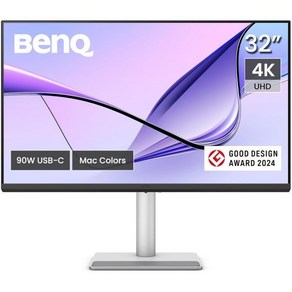 BenQ MA320U 32인치 4K 3840x2160 모니터 MacBook® Po/Ai용 듀얼 USBC 90W 전력 공급 Mac 컬러 매치 USB 허브 Mac에서 밝기 볼륨, 32