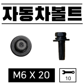 타겟마켓 자동차용 볼트 6X20 카센터 공업사 10미리 범퍼 휀더 차량용, 블랙, 1개