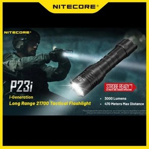 NITECORE 충전식 LED 전술 손전등 호환 배터리 포함 3000 루멘 P23i, 1개, 01 P23i