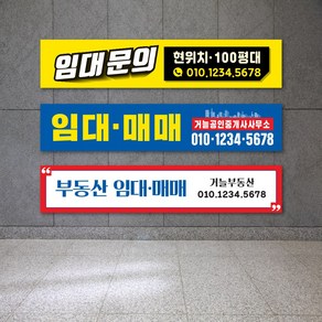 임대현수막 매매현수막 게릴라현수막 부동산 플랜카드 전세 월세 매매 문구수정, 파랑, 300x60cm / 펀칭+노끈(8m), LB-02