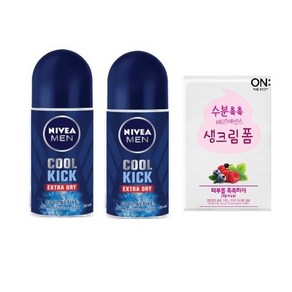 니베아 맨 데오드란트 롤온 쿨킥 50ML & 온더바디 생크림 폼 3ML, 2개