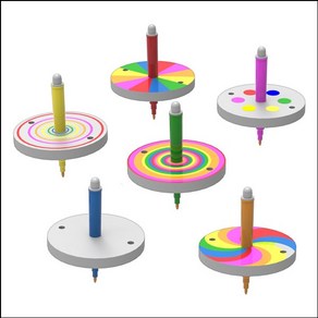 과학교구창작용 그림 그리는 팽이(색혼합)-6인 세트-ZUB과학키트 과학실험세트 우주 로켓, 1개