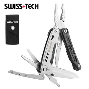 멀티툴 SWISS TECH Multitool 플라이어 11 인 1 휴대용 멀티 플라이어 스크루 드라이버 톱 가위 야외 캠핑 접이식, 01 ST021019AS, 01 ST021019AS