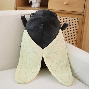 대형 매미인형 곤충 벌레 소파 자동차 쿠션 날개, 약 48cm (0.4 kg), 블랙, 1개