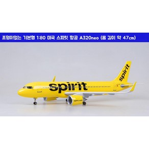 미국 스피릿 항공 비행기 모형 다이캐스트 항공기 여객기 모형 A320neo 1:80, 기본형 (조명없음), 1개