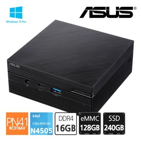 에이수스 ASUS 미니PC PN41-BC316AV N4505 Win11 Po [ RAM 16GB eMMC 128GB SSD 240GB ] 완제품, 단품