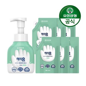 유한양행 [본사직영] 해피홈 SAFE365 핸드워시 용기형 350mL+파우치형 리필 200mLx6개 그린샤워향, 단품, 1개