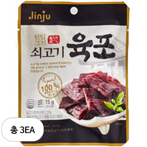 진주햄 천하장사 쇠고기 육포, 15g, 3개