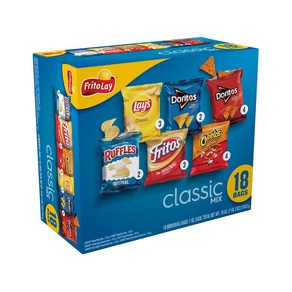[에이스뉴욕] 스낵 박스세트 클래식믹스 (도리토스 치토스.프리토스.레이스러플 18개팩) Doitos Lay's Ruffles Cheetos Fitos 18 Count, 1개, 510.3g
