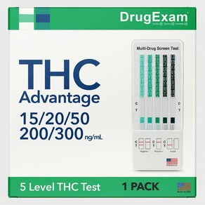 미국에서 제작된 DugExam THC 어드밴티지 다단계 마리화나 가정용 소변검사 키트 고감도 THC 5단계 약물검사 키트, 1개, 1개