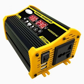 자동차인버터 차량용 자동차 범용 전원 인버터 수정 사인파 4000W 12V ~ 110V 220V 야외 전자 충전 컨버터 2 USB 고속, Black_12V to 220V, 1개