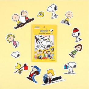 아트박스/문구앤토이스 [피너츠] 스누피 데코스티커 노랑 (SNOOPY AND FRIENDS), 단품