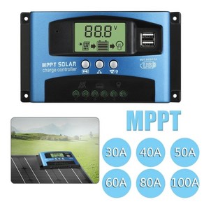 솔라 컨트롤러 MPPT 100A 80A 60A 50A 40A 30A 듀얼 USB LCD 디스플레이 12V 24V 솔라 셀 패널 충전기 레귤레이터, 3)40A, 1개