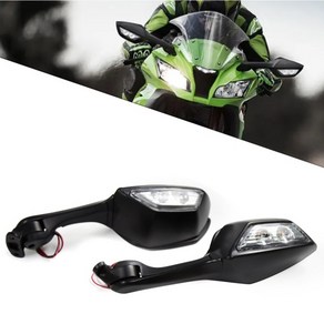 LED 방향 지시등 포함 오토바이 백미러 가와사키 닌자 ZX10R ZX 10R 2011 2012 2013 2014 2015, 1개