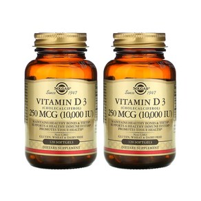 솔가 비타민D3 콜레칼시페롤 250mcg(1000IU) 120 소프트겔 [2통] Vitamin D3 (Cholecalciferol)