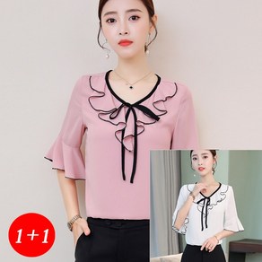 1+1 여성용 빅 사이즈 반팔 블라우스(M-4XL ) 4T963