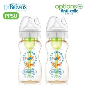 닥터브라운 와이드넥 옵션스플러스 PPSU젖병 270ml 2P, 혼합색상, 2개