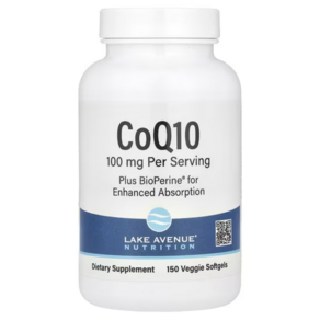 코큐텐 코엔자임 Q10 레이크 에비뉴 뉴트리션 바이오페린 함유 CoQ10 100mg 150정