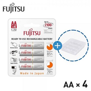 [후지쯔] 충전지 스탠다드 AA 2000mAh 충전용 건전지 4개입 + 케이스