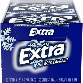 [미국직배송]엑스트라 윈터프레쉬 슈가프리 껌 Exta Suga Fee Chewing Gum Wintefesh Slim Pack 15스틱 x 10팩, 150개