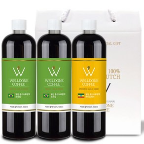 웰던커피 더치커피 콜드브루 500ml 3병선물세트 브라질+브라질+에디오피아, 3병