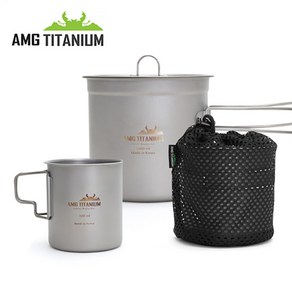 AMG티타늄 코펠(1L케이스포함) 싱글컵 340ML SET 캠핑컵 캠핑소주잔 AMG TITANIUM, 단품, 1개