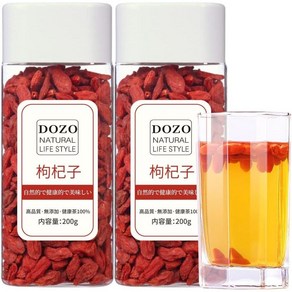 DOZO 일본직구 고지 베리 닝샤 14.1oz (400g) (200g) x 2) 울프베리 차 특수 등급 대곡경 0.7 - 0.8인치 (1.8 2cm) 플라워 티 자연 재배 유황 없음, 1개, 200g