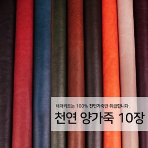 [레더키트]천연 가죽공예 원단 공방재료 리폼DIY원단 천연양가죽 10장, 밝은계열