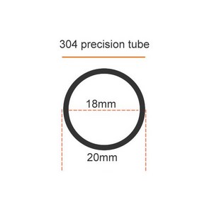 304 스테인리스강 정밀 파이프 외경 20mm 내경 10mm 12mm 14mm 15mm 16mm 17mm 18mm 공차 0.05mm, 20x1mm_200mm, 1개